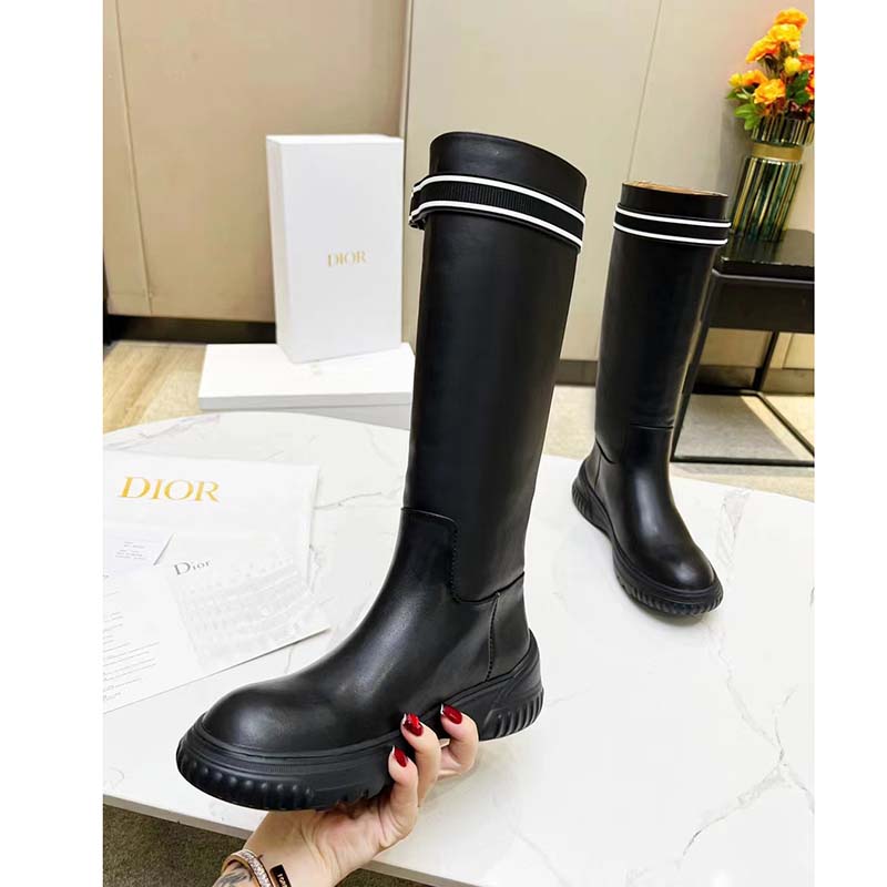 Dior Women Shoes CD D-Racer Boot Black Calfskin