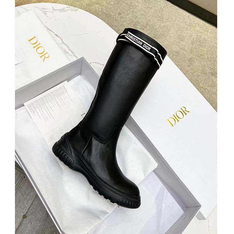 Dior Women Shoes CD D-Racer Boot Black Calfskin
