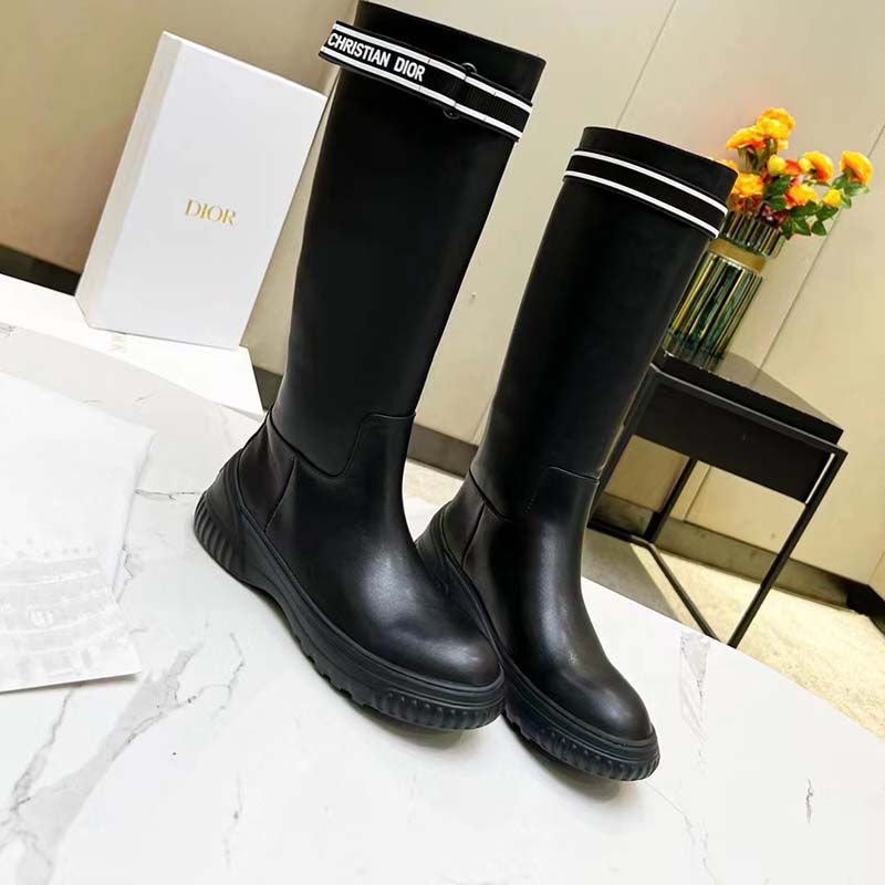 Dior Women Shoes CD D-Racer Boot Black Calfskin