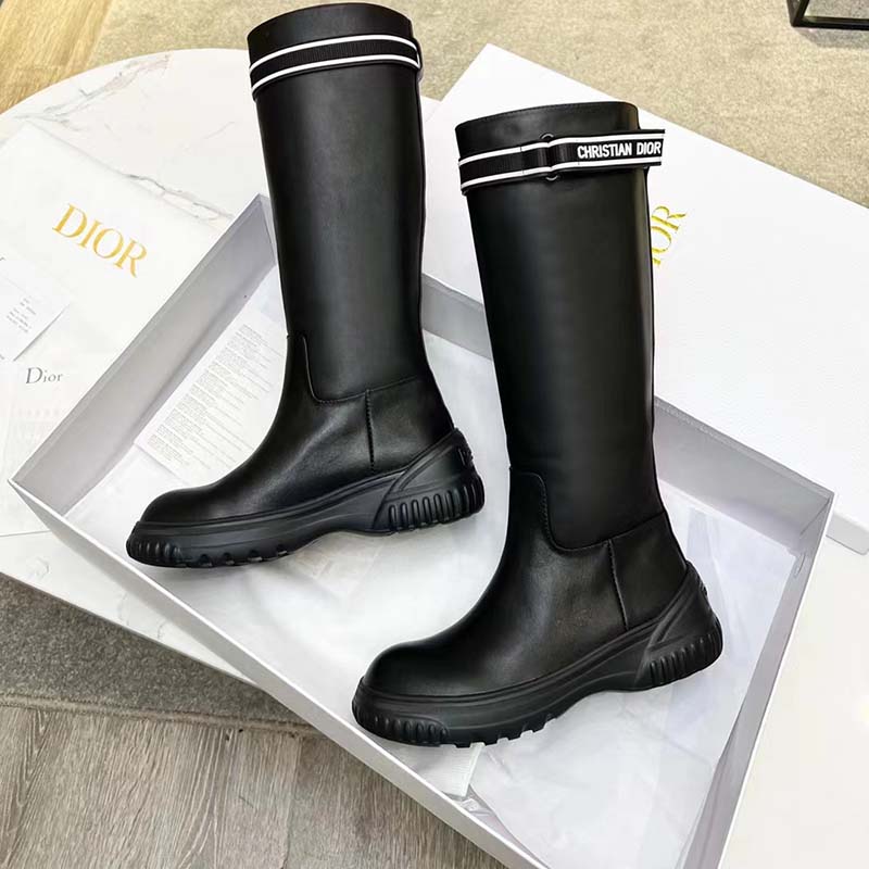 Dior Women Shoes CD D-Racer Boot Black Calfskin