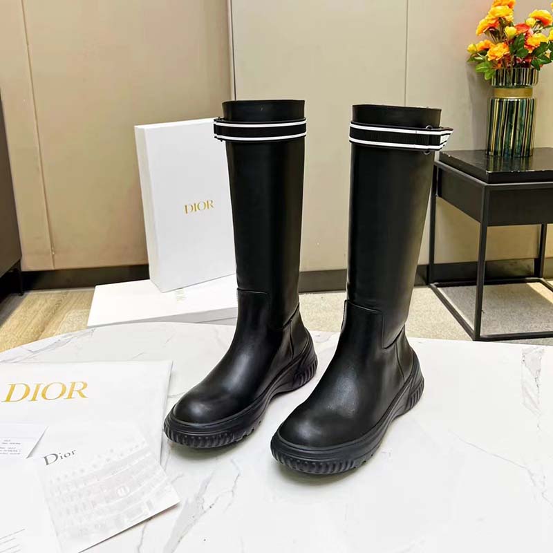Dior Women Shoes CD D-Racer Boot Black Calfskin