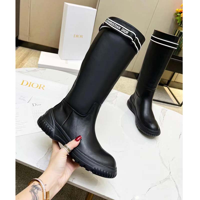 Dior Women Shoes CD D-Racer Boot Black Calfskin