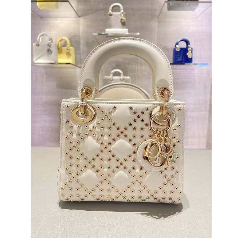 Dior Women Small Lady Dior My ABCDior Bag Latte Lucky Star Cannage Lambskin