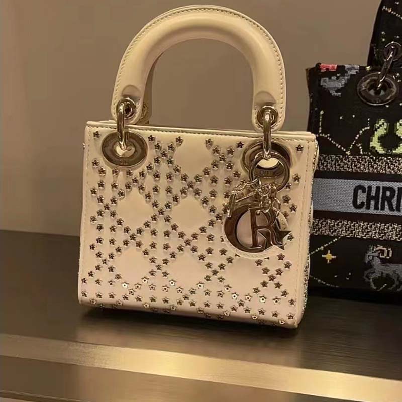 Dior Women Small Lady Dior My ABCDior Bag Latte Lucky Star Cannage Lambskin