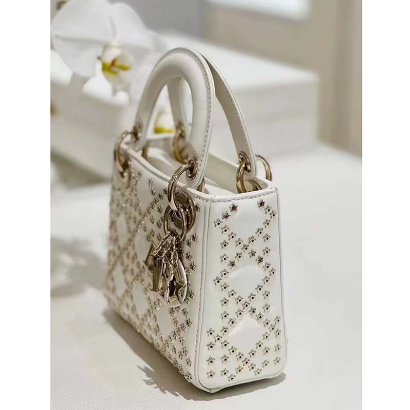 Dior Women Small Lady Dior My ABCDior Bag Latte Lucky Star Cannage Lambskin