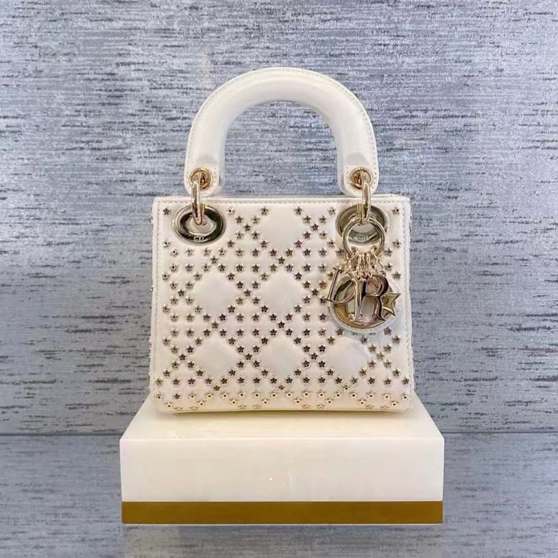 Dior Women Small Lady Dior My ABCDior Bag Latte Lucky Star Cannage Lambskin
