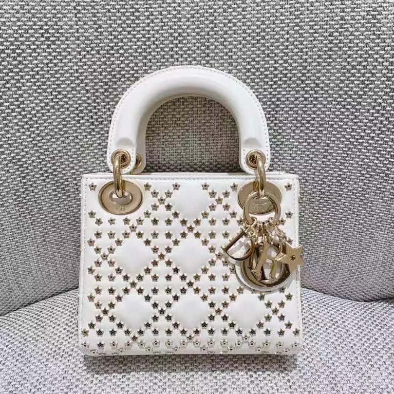 Dior Women Small Lady Dior My ABCDior Bag Latte Lucky Star Cannage Lambskin