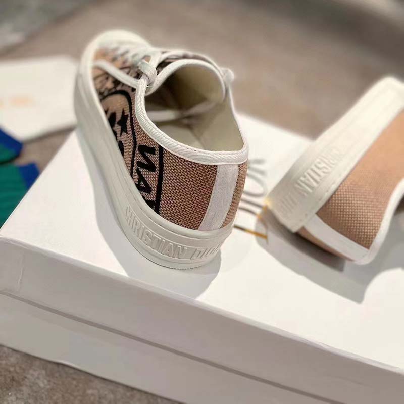 Dior Women Walk’n’Dior Sneaker Beige Jute Canvas Embroidered Union Motif
