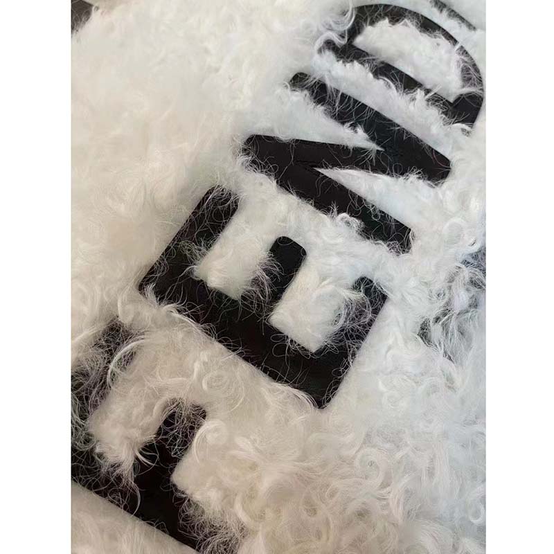 Fendi Women Fendi Sunshine Large White Mohair Shopper