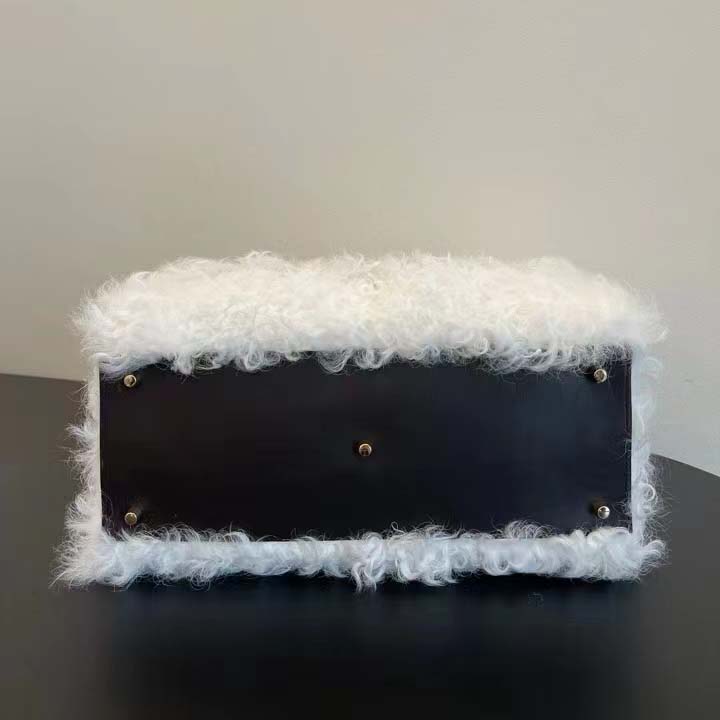 Fendi Women Fendi Sunshine Large White Mohair Shopper