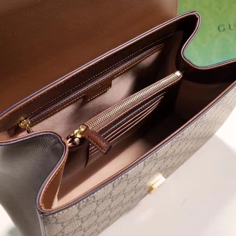 Gucci GG Women Gucci Horsebit 1955 Medium Bag Beige Ebony GG Supreme Canvas
