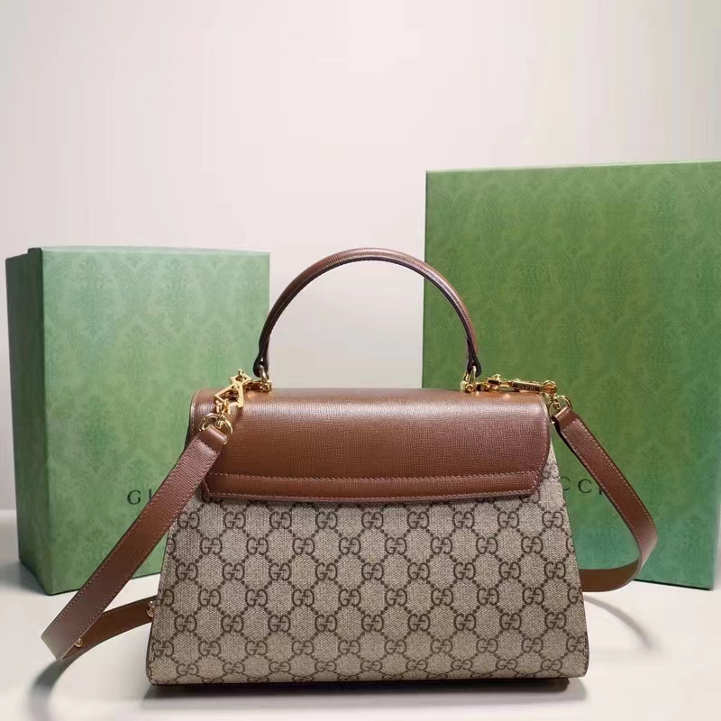 Gucci GG Women Gucci Horsebit 1955 Medium Bag Beige Ebony GG Supreme Canvas