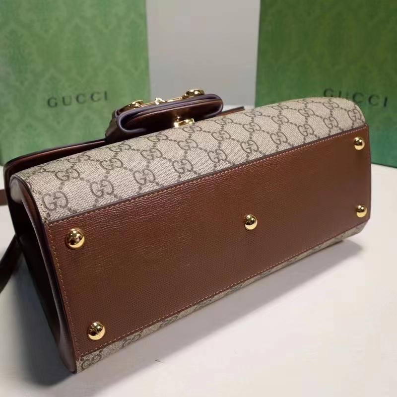 Gucci GG Women Gucci Horsebit 1955 Medium Bag Beige Ebony GG Supreme Canvas