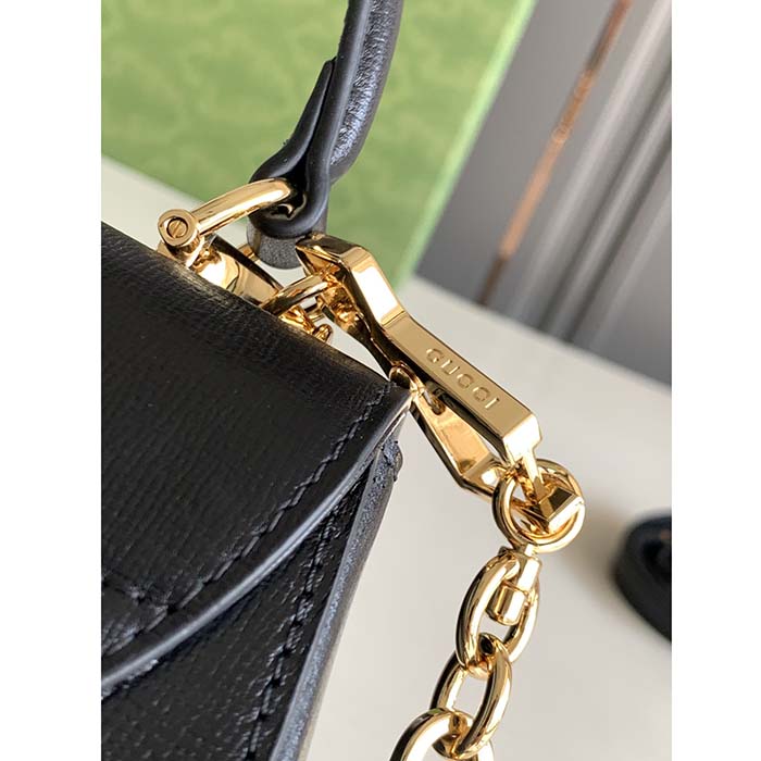 Gucci GG Women Horsebit 1955 Mini Bag Top Handle Black Leather