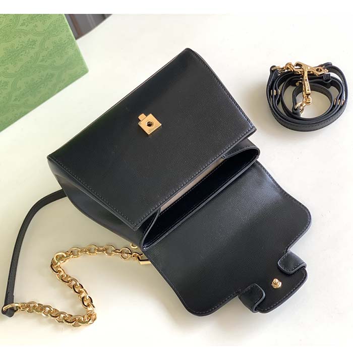 Gucci GG Women Horsebit 1955 Mini Bag Top Handle Black Leather