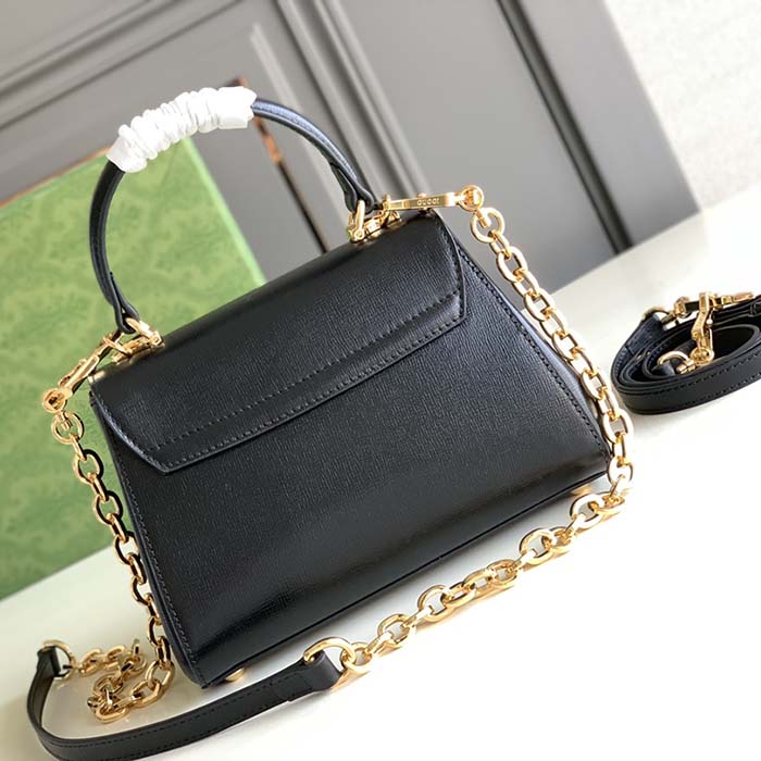 Gucci GG Women Horsebit 1955 Mini Bag Top Handle Black Leather
