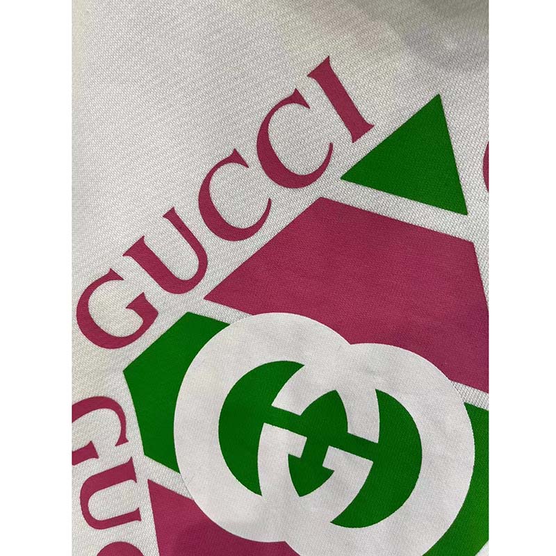 Gucci Women GG Vintage Logo Cotton Sweatshirt White Heavy Felted Jersey