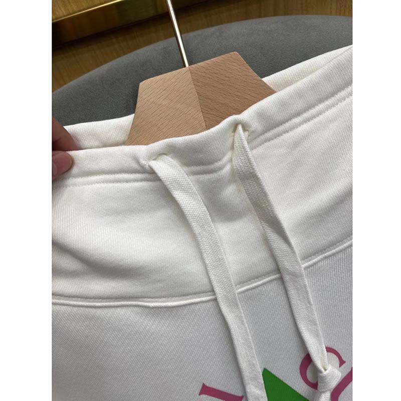 Gucci Women GG Vintage Logo Cotton Sweatshirt White Heavy Felted Jersey