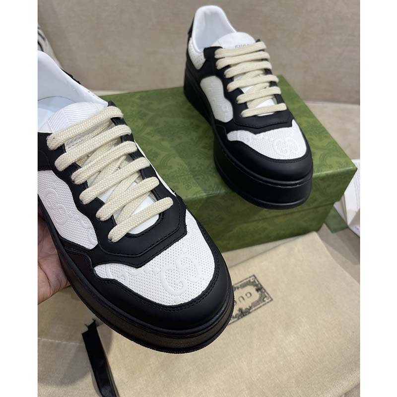 Gucci Unisex Ace GG Embossed Sneaker Interlocking G Print Rubber Mid 5.6 Cm Heel