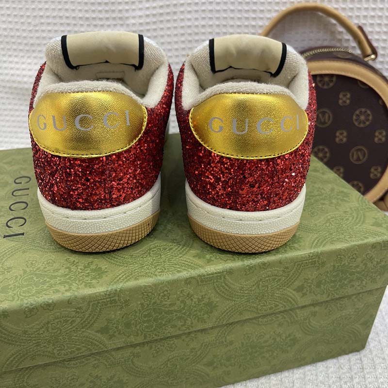 Gucci Unisex GG Lovelight Screener Sneaker Glitter Multicolor Canvas Fabric Rubber Low Heel