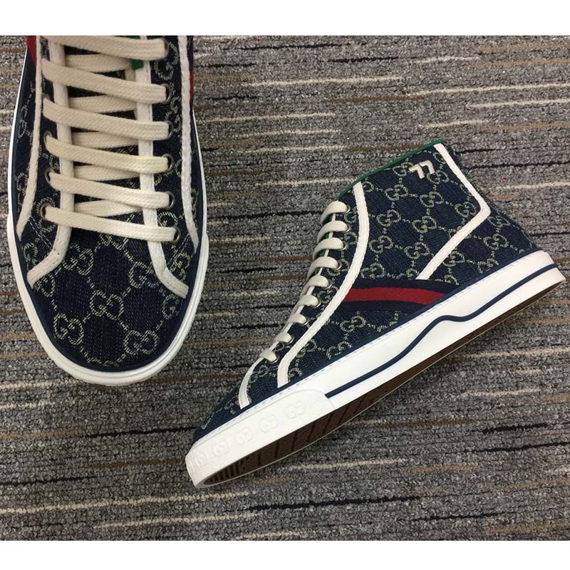 Gucci Unisex Gucci Tennis 1977 Sneaker Navy Rubber Sole Flat 2 Cm Heel
