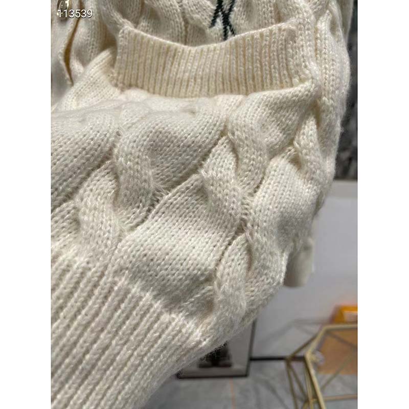 Gucci Women GG Lovelight Cotton Cardigan Embroidery White Floral Embroidery Crewneck