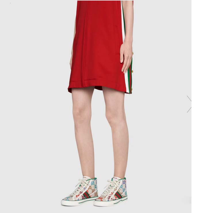 Gucci Women Tennis 1977 Sneaker Multicolor GG Linen Fabric Flat 2 Cm Heel