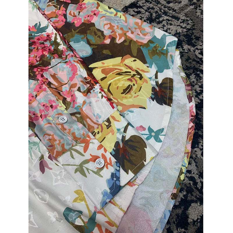 Louis Vuitton LV Men Classic Shirt Flowers Tapestry Cotton Silk Multicolor Regular Fit