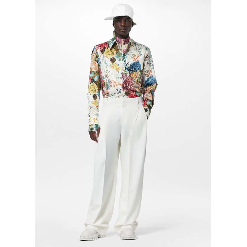 Louis Vuitton LV Men Classic Shirt Flowers Tapestry Cotton Silk Multicolor Regular Fit