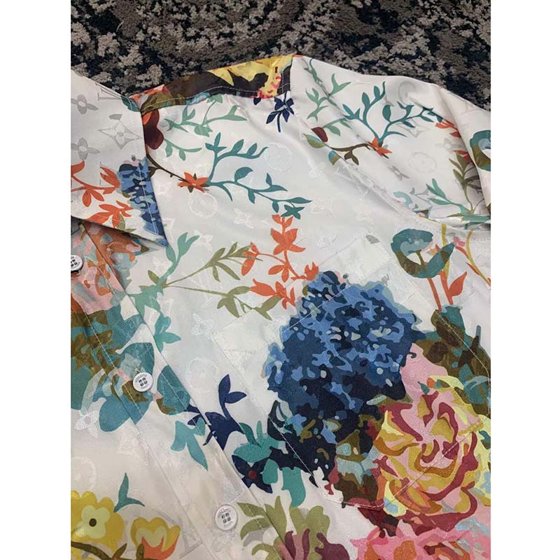 Louis Vuitton LV Men Classic Shirt Flowers Tapestry Cotton Silk Multicolor Regular Fit