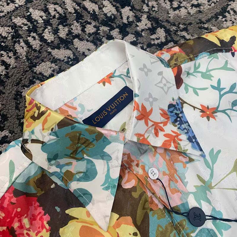 Louis Vuitton LV Men Classic Shirt Flowers Tapestry Cotton Silk Multicolor Regular Fit