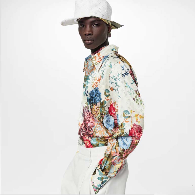 Louis Vuitton LV Men Classic Shirt Flowers Tapestry Cotton Silk Multicolor Regular Fit