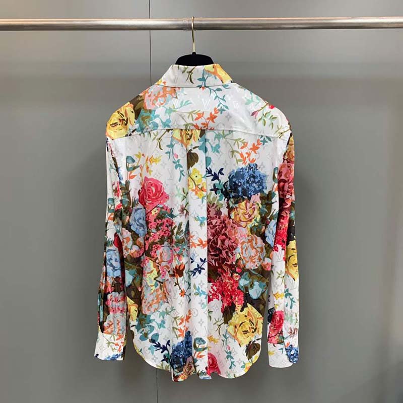 Louis Vuitton LV Men Classic Shirt Flowers Tapestry Cotton Silk Multicolor Regular Fit