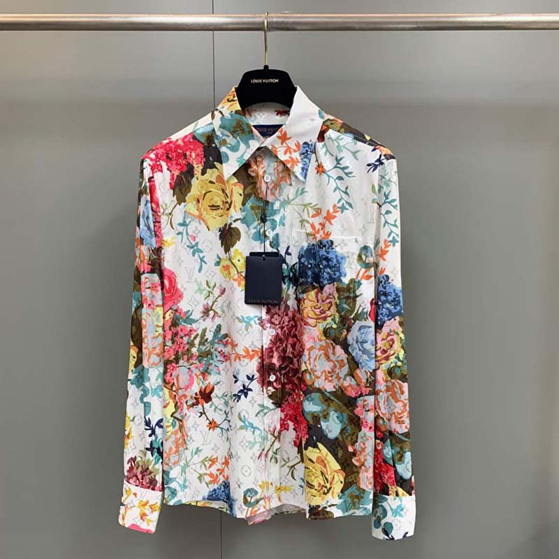 Louis Vuitton LV Men Classic Shirt Flowers Tapestry Cotton Silk Multicolor Regular Fit