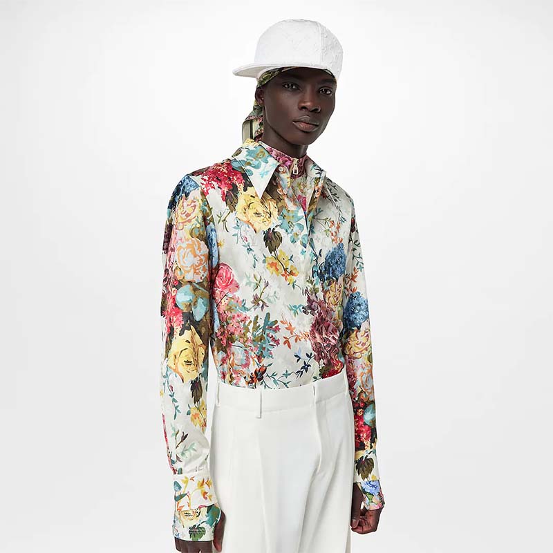 Louis Vuitton LV Men Classic Shirt Flowers Tapestry Cotton Silk Multicolor Regular Fit