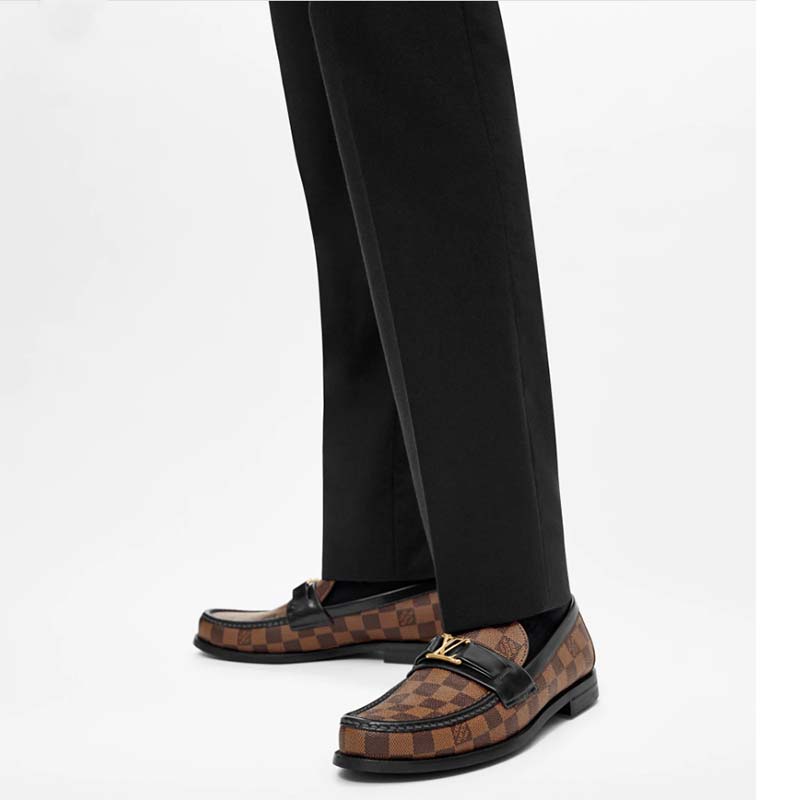 Louis Vuitton LV Men Major Loafer Brown Damier Canvas Ebene Blake Construction LV Initials
