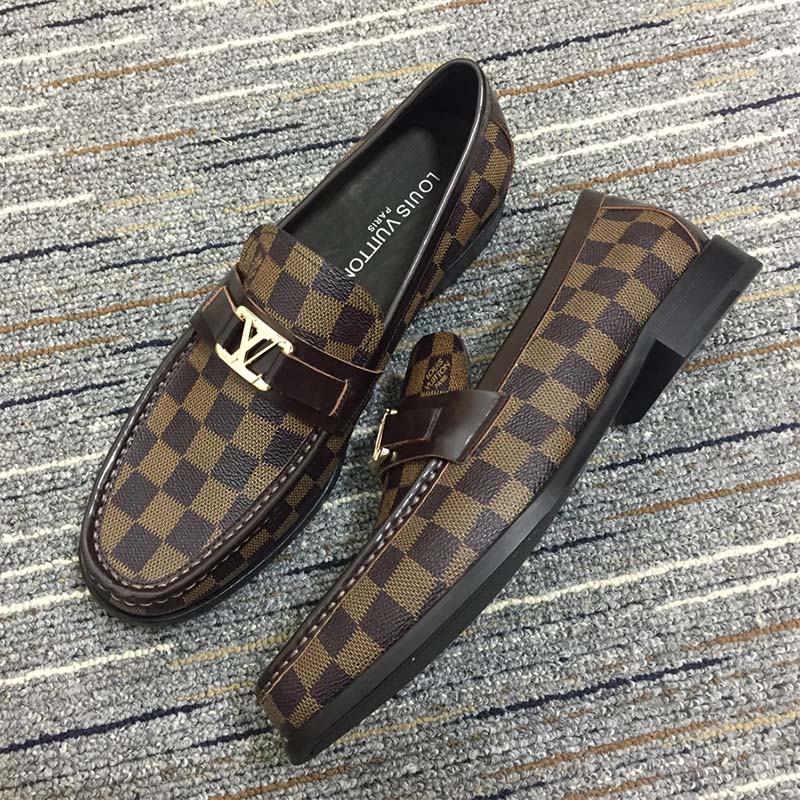 Louis Vuitton LV Men Major Loafer Brown Damier Canvas Ebene Blake Construction LV Initials