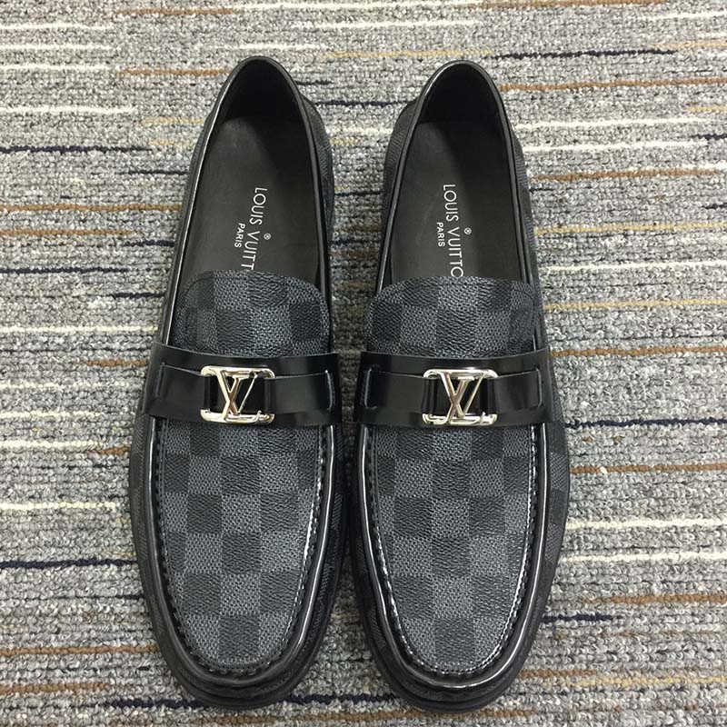 Louis Vuitton LV Men Major Loafer Damier Canvas Graphite Moccasin LV Initials