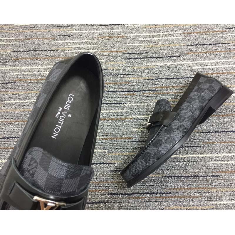 Louis Vuitton LV Men Major Loafer Damier Canvas Graphite Moccasin LV Initials