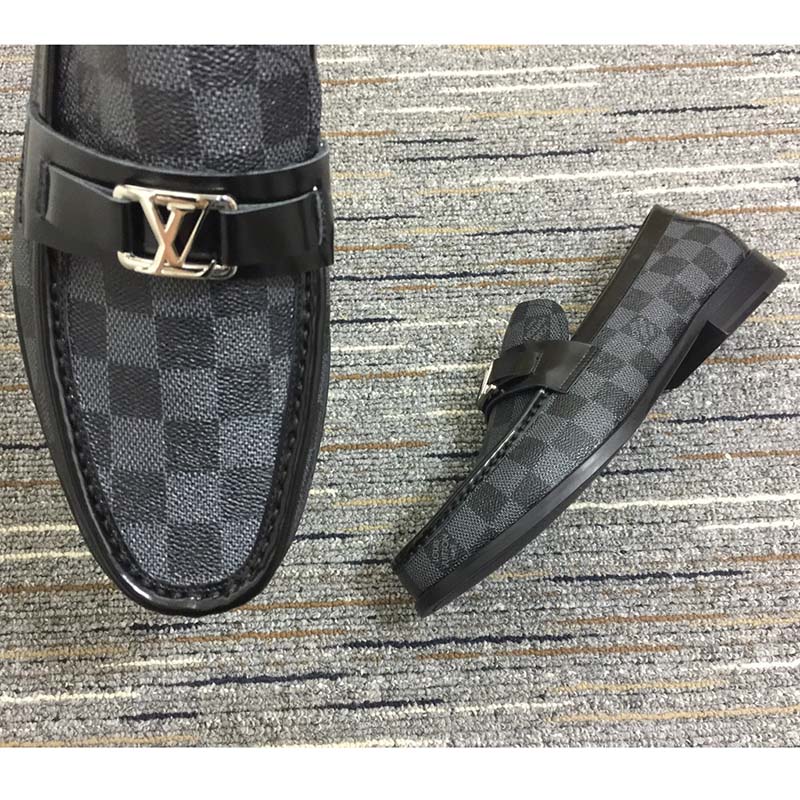 Louis Vuitton LV Men Major Loafer Damier Canvas Graphite Moccasin LV Initials