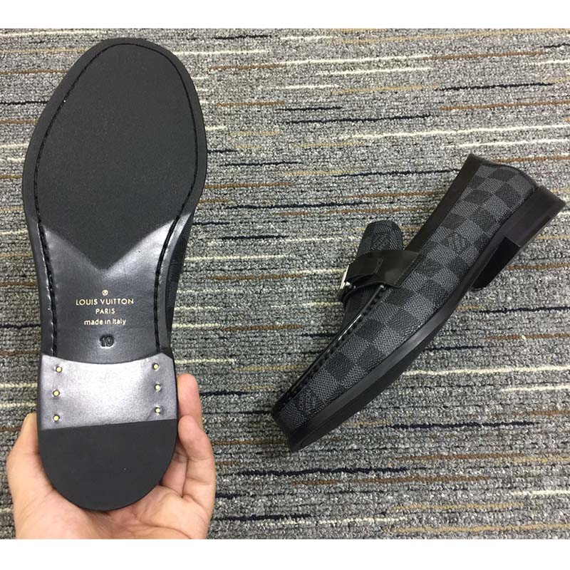 Louis Vuitton LV Men Major Loafer Damier Canvas Graphite Moccasin LV Initials