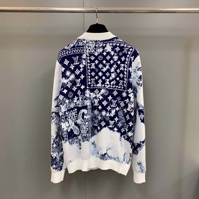 Louis Vuitton LV Women Monogram Bandana Crewneck Sweatshirt Cotton Indigo Slightly Loose Fit