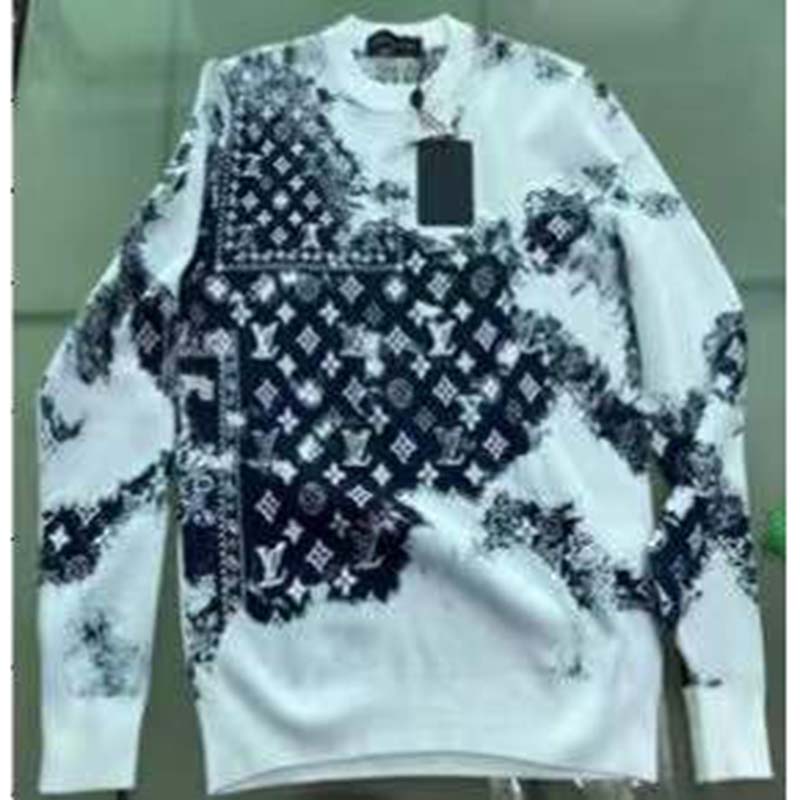 Louis Vuitton LV Men Monogram Bandana Crewneck Sweatshirt Cotton Indigo Slightly Loose Fit