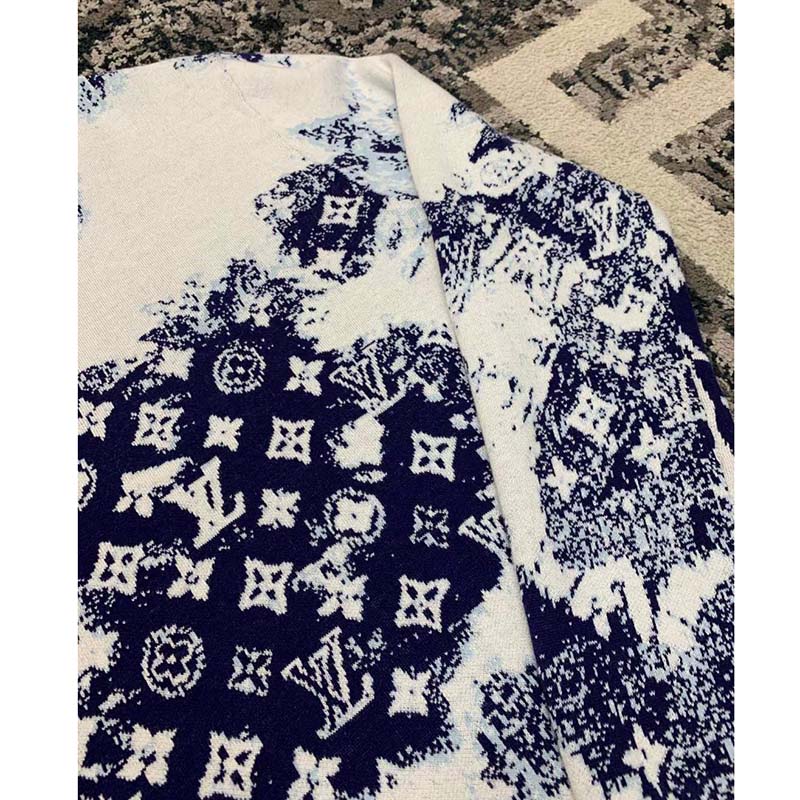 Louis Vuitton LV Men Monogram Bandana Crewneck Sweatshirt Cotton Indigo Slightly Loose Fit