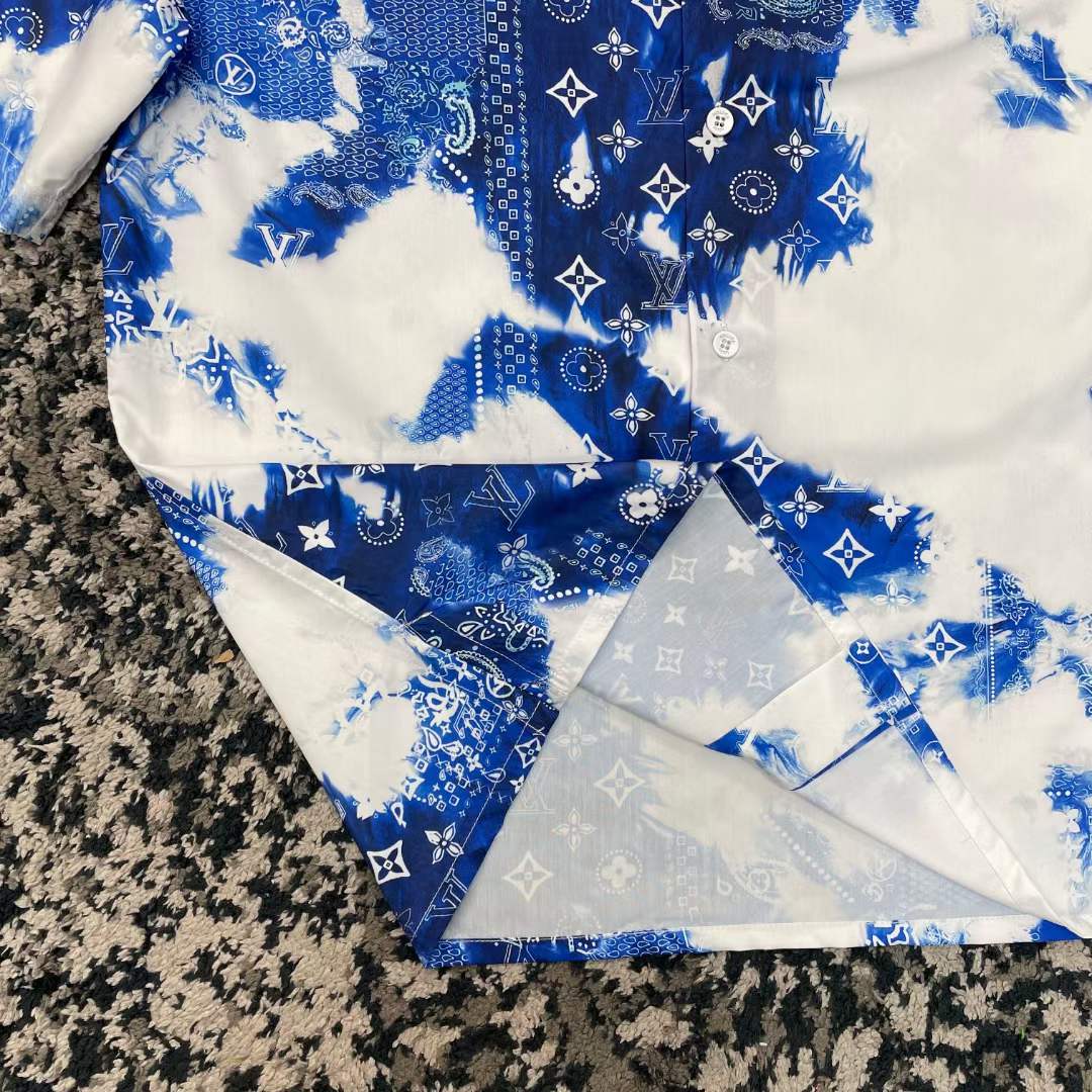 Louis Vuitton LV Women Monogram Bandana Short-Sleeved Shirt Cotton Indigo Regular Fit