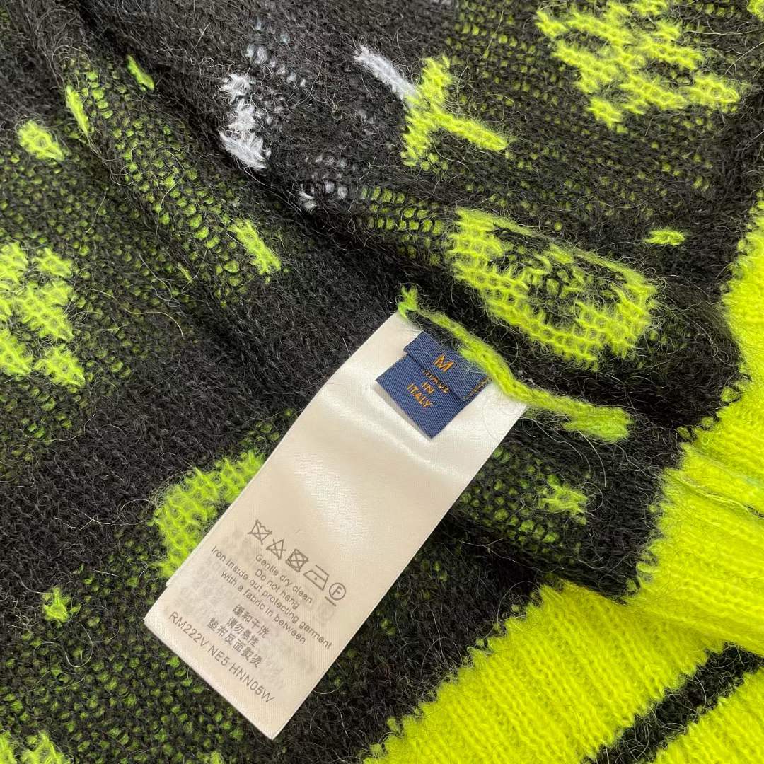 Louis Vuitton LV Women Monogram Black Lime Mohair Cardigan Multicolor Regular Fit