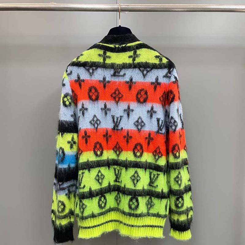 Louis Vuitton LV Women Monogram Black Lime Mohair Cardigan Multicolor Regular Fit