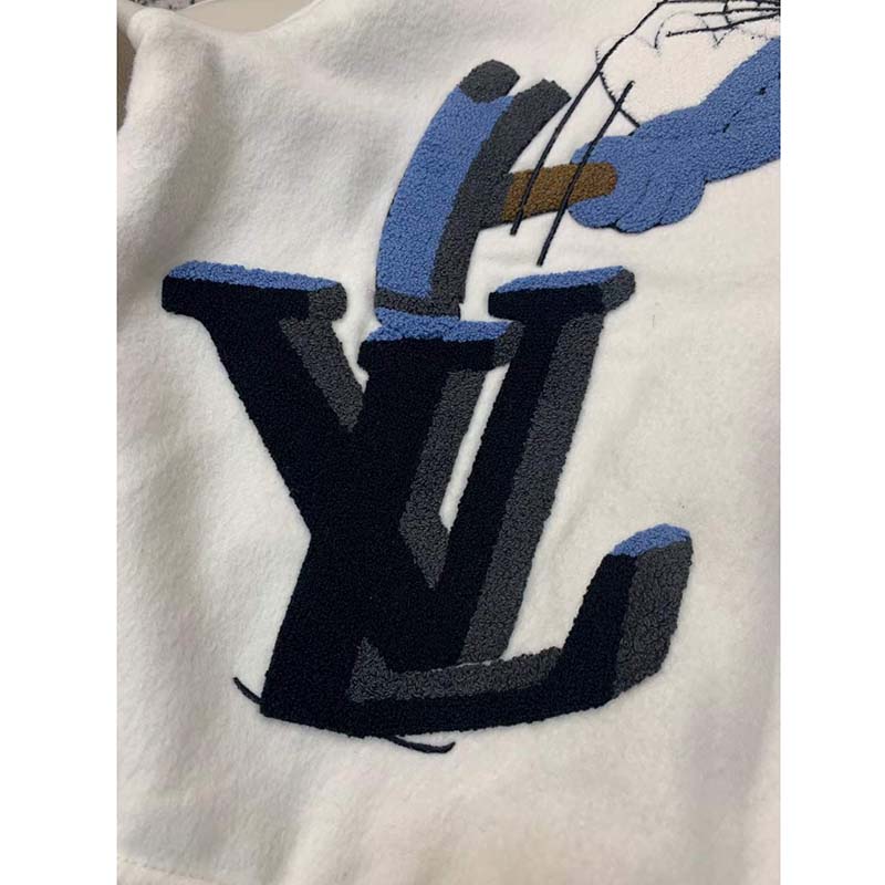 Louis Vuitton LV Men Multi-Patches Mixed Leather Varsity Blouson LWG Calf White