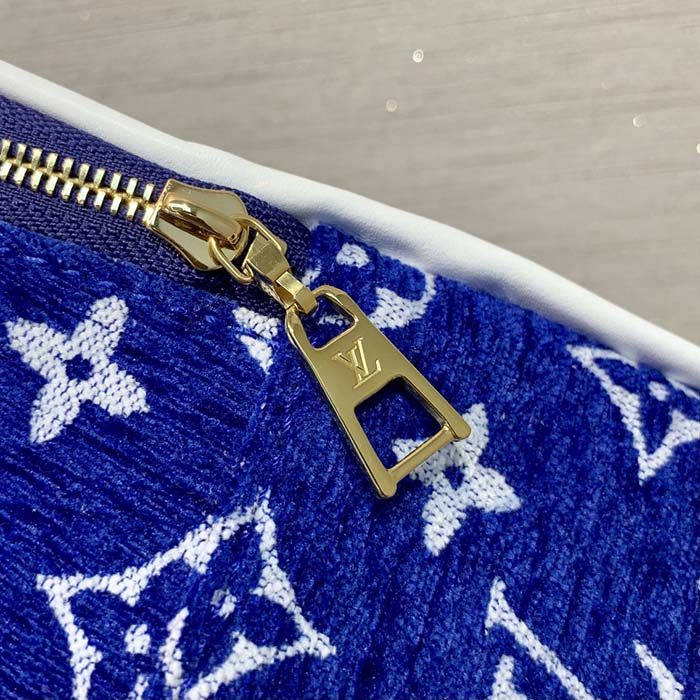 Louis Vuitton LV Unisex Palm Springs Mini Backpack Blue Monogram Velvet Jacquard
