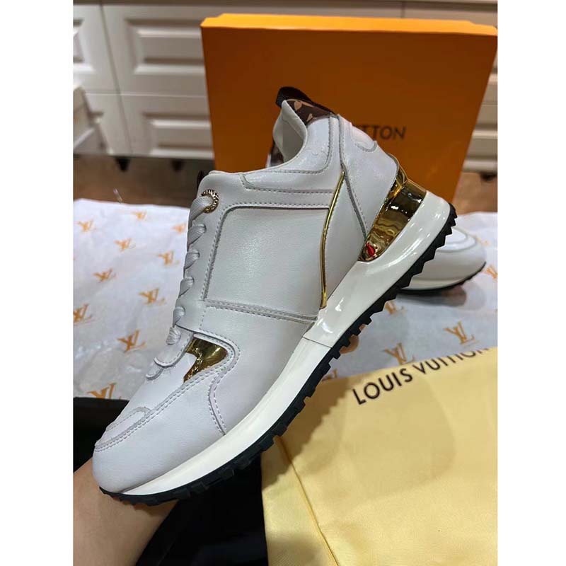 Louis Vuitton LV Unisex Run Away Sneaker White Calf Leather Monogram Canvas